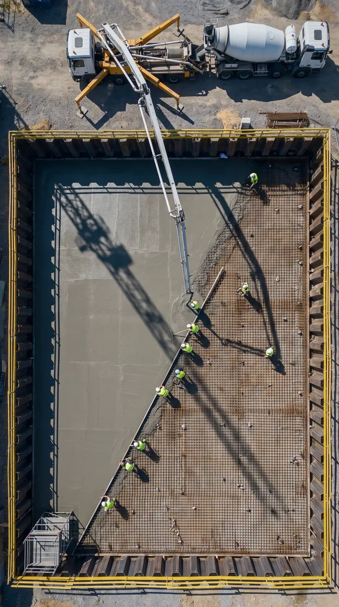 Vloerwapening met bekisting klaar voor het storten van beton